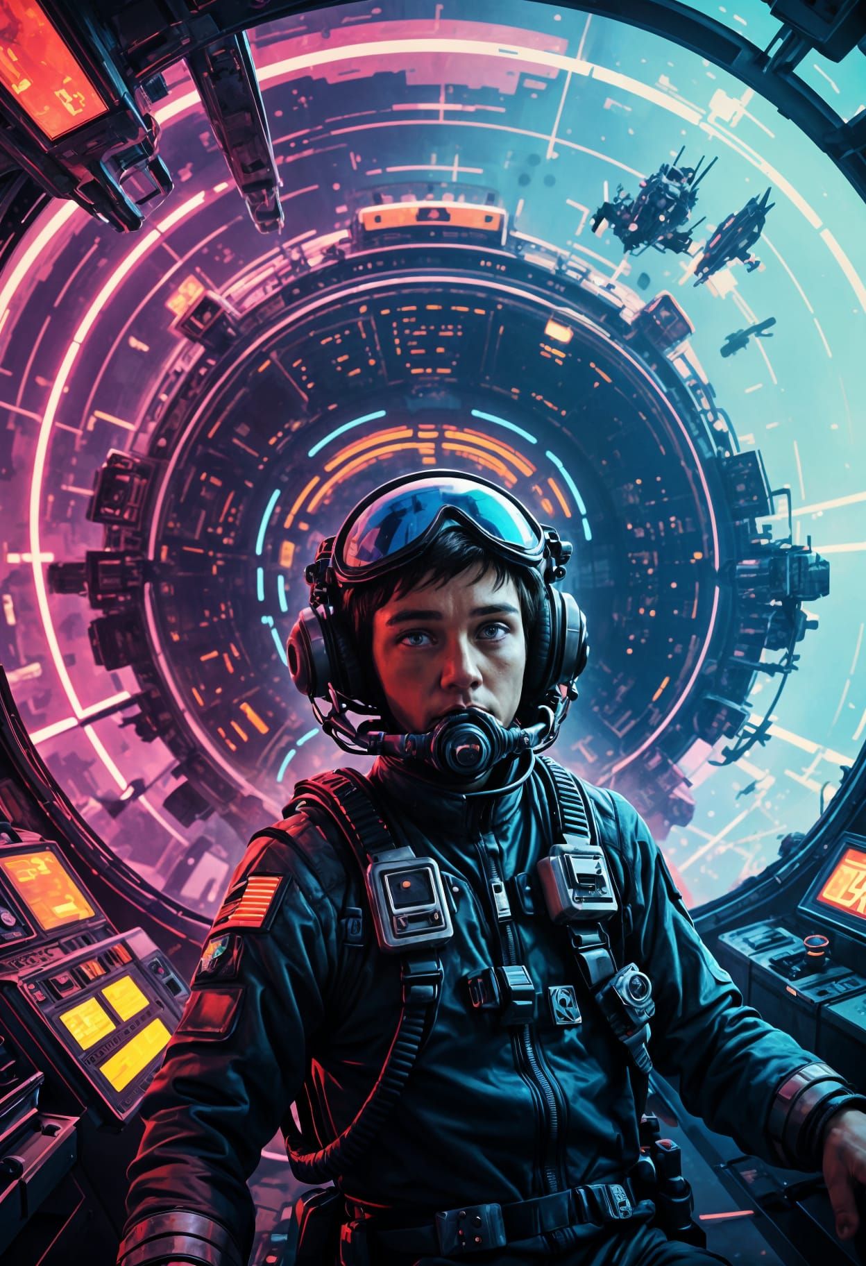 Atompunk Pilot in Retro-Futuristic Style