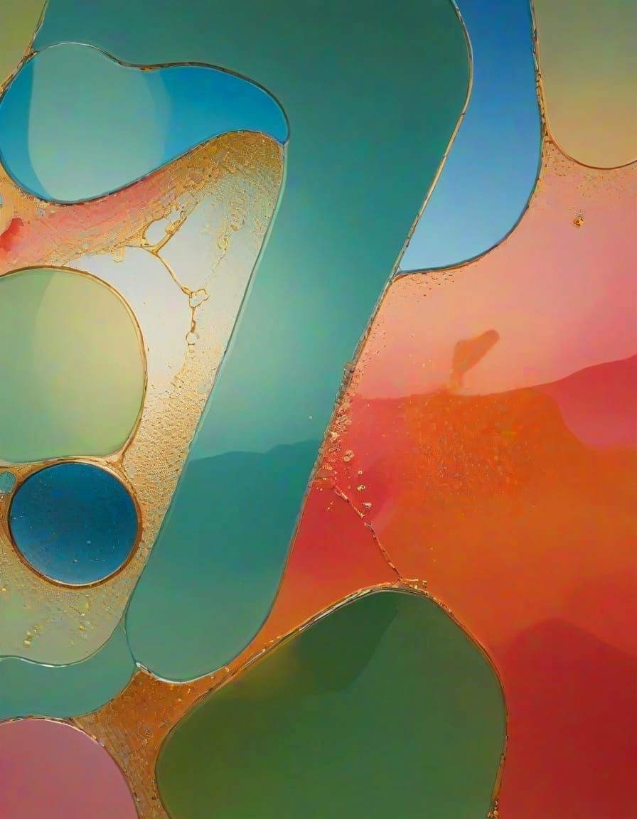 Abstract Resin Painting with Refracted Light Effects