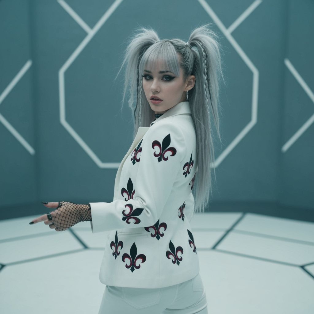 Goth Emo Girl with White Hair in Cinematic Photo