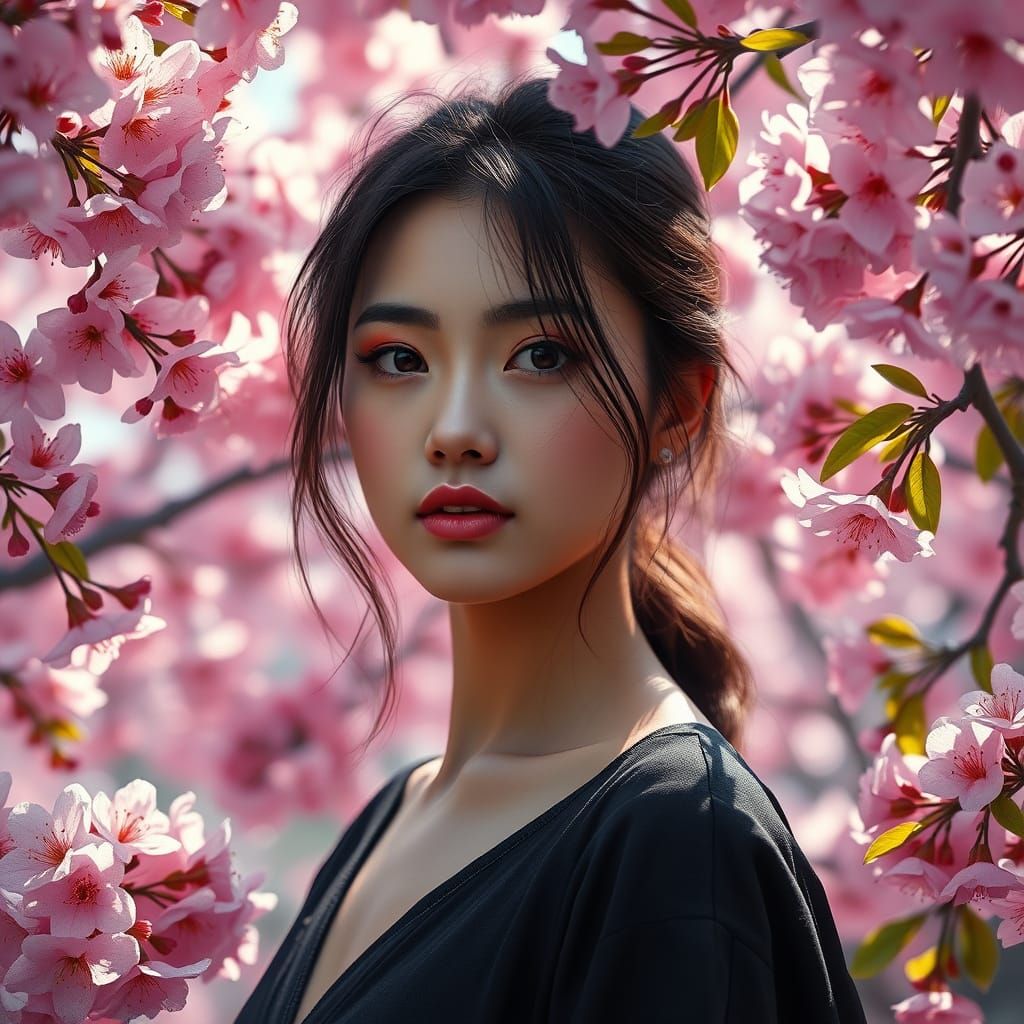 Surreal Cherry Blossom Oasis in Pastel Hues