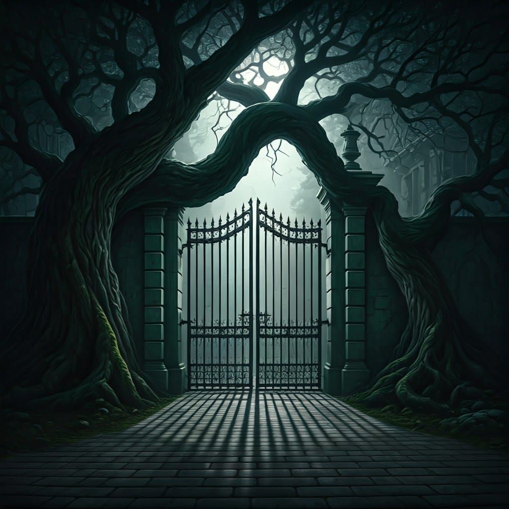 Surreal Moonlit Manor in Giger Style