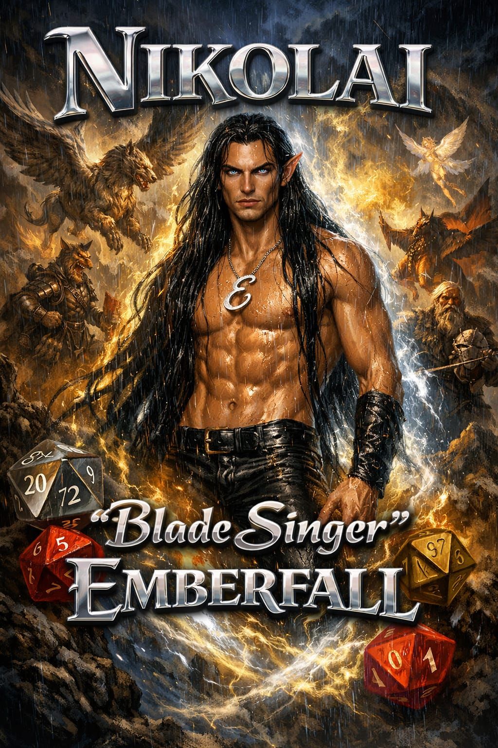 Half-Elf Warlock with Aura and Fantasy Background