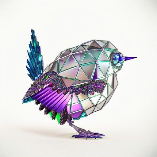 Jeweled Robot Wren Bird by Fabergé in Neon