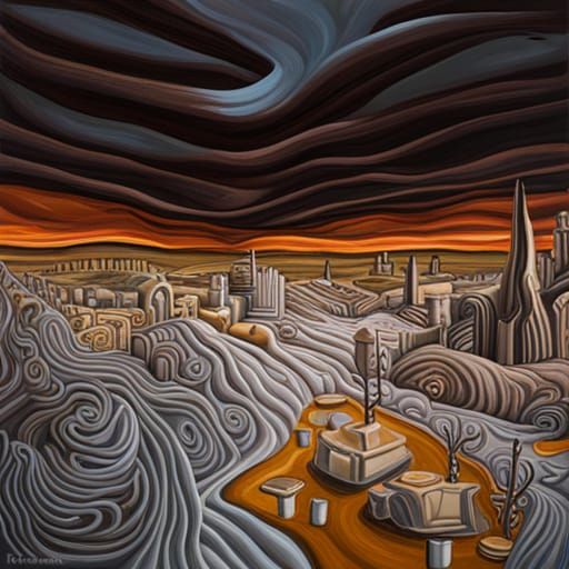 Surreal City Surrounded by Diverse Landscapes