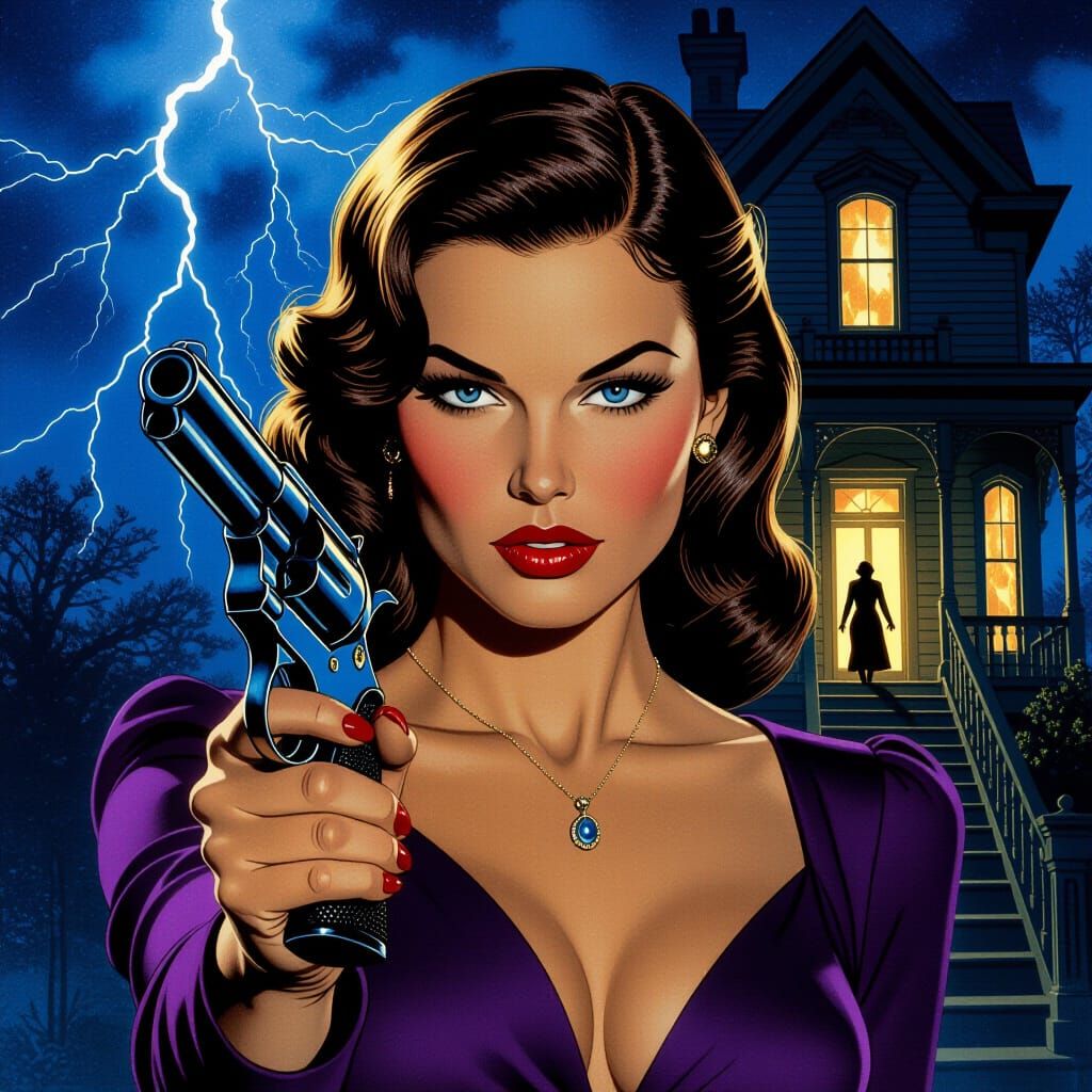 Femme Fatale Pulp Cover Art in Electric Blues