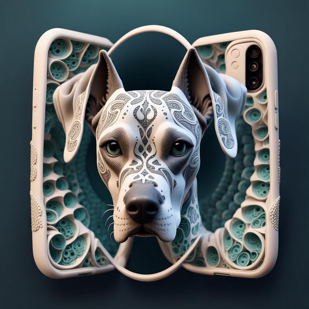 Cute Great Dane on Mobile Track with 3D Shading
