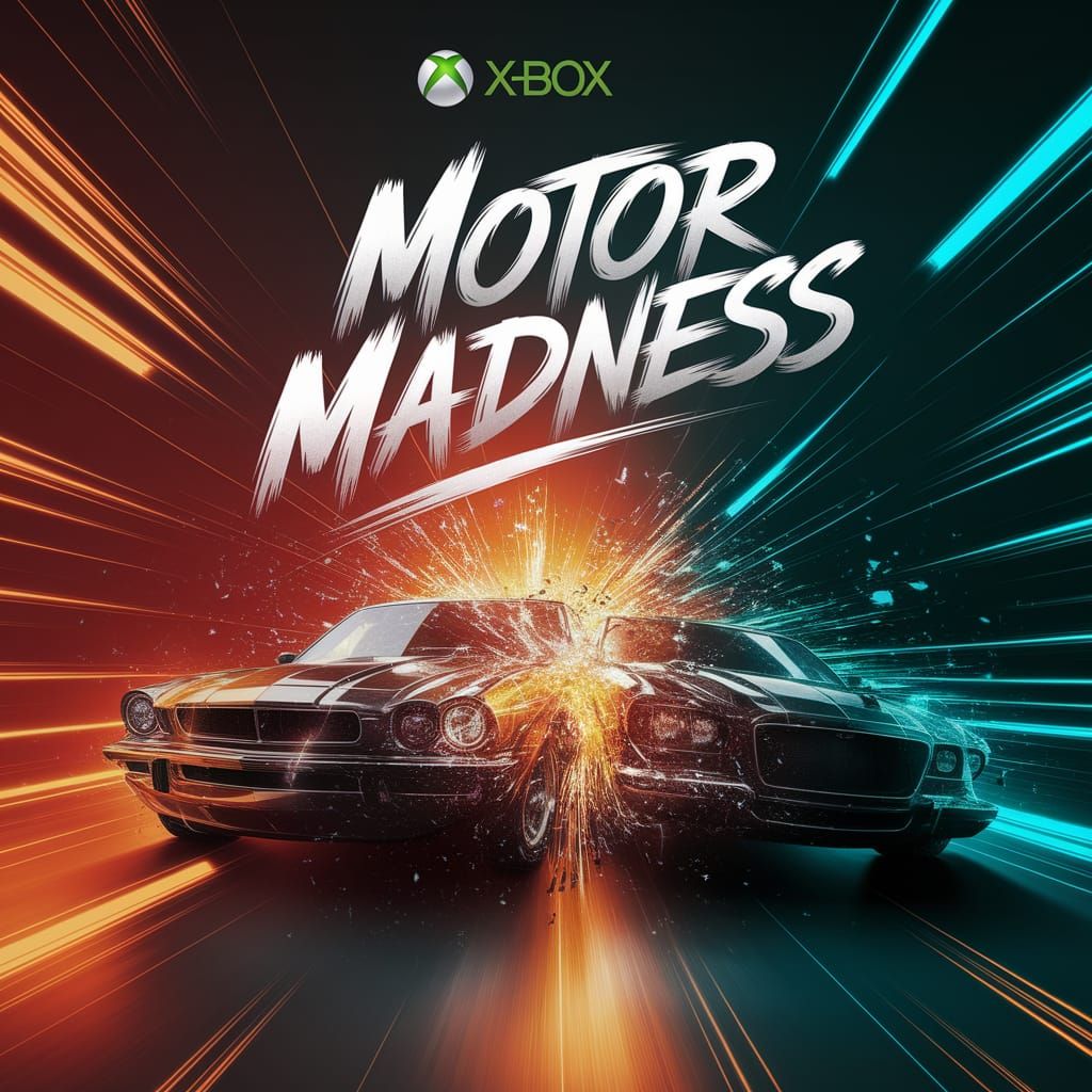 Motor Madness: Dynamic Video Game Cover Art