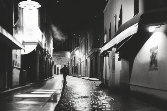 Moody Urban Landscape in Film Noir Style