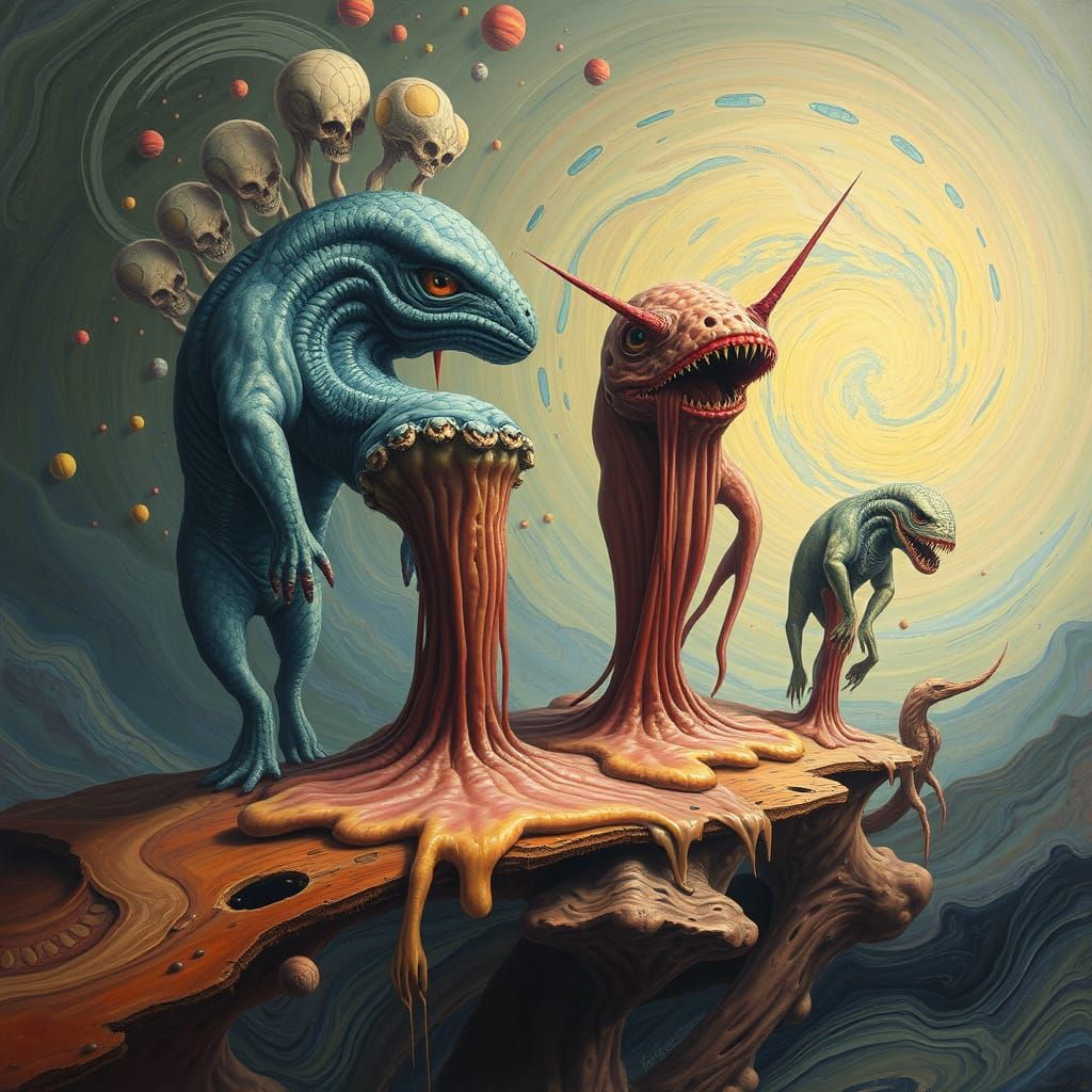 Surreal Creatures in Ethereal Landscape