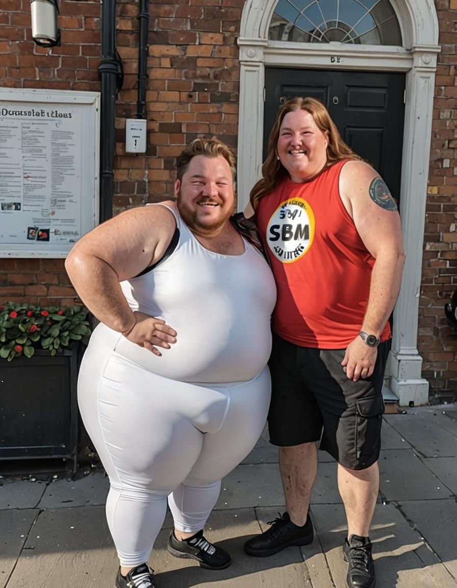 Extremely Overweight Man Smiles Next to Wife