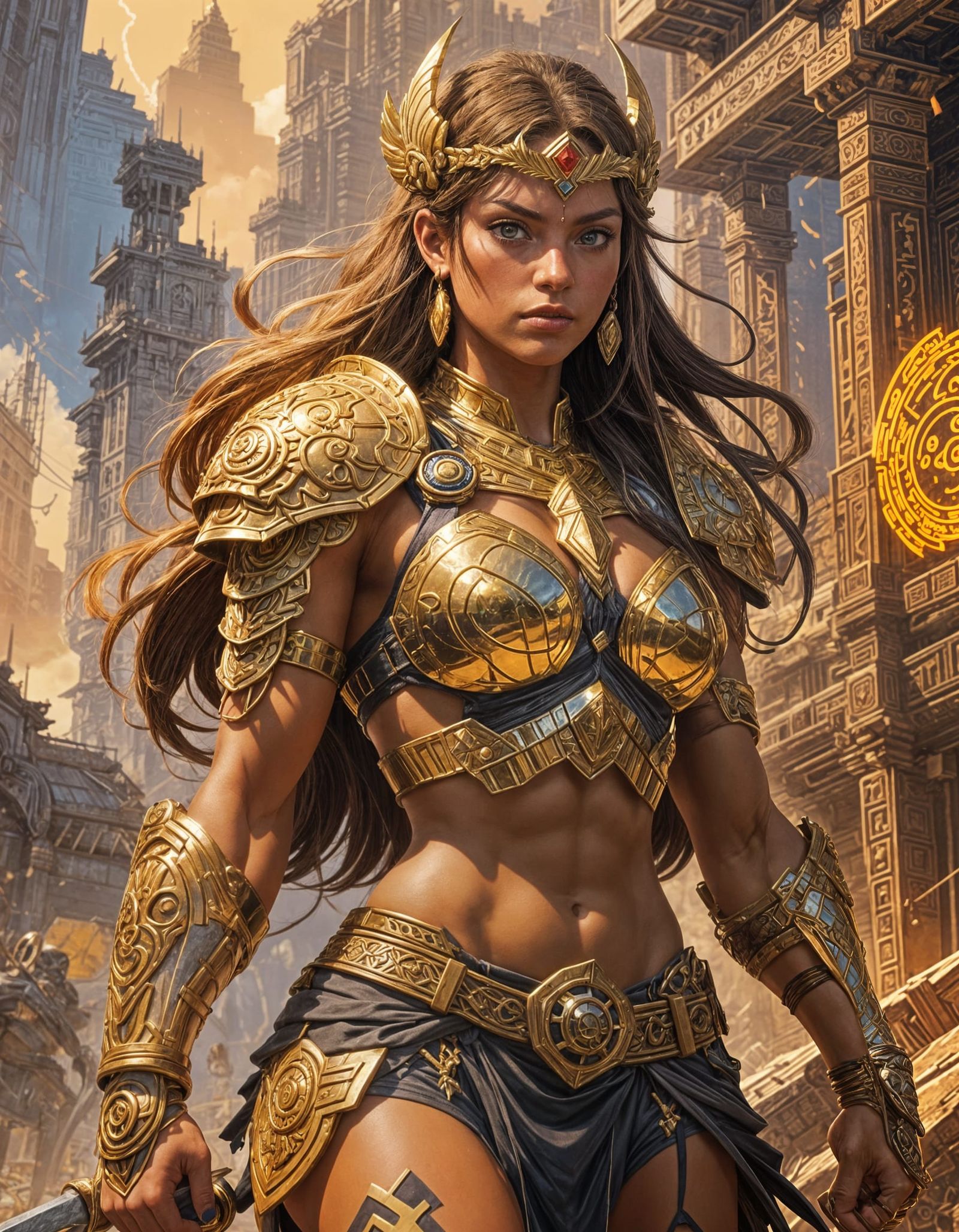 Heroic Barbarian Woman in Anime Style