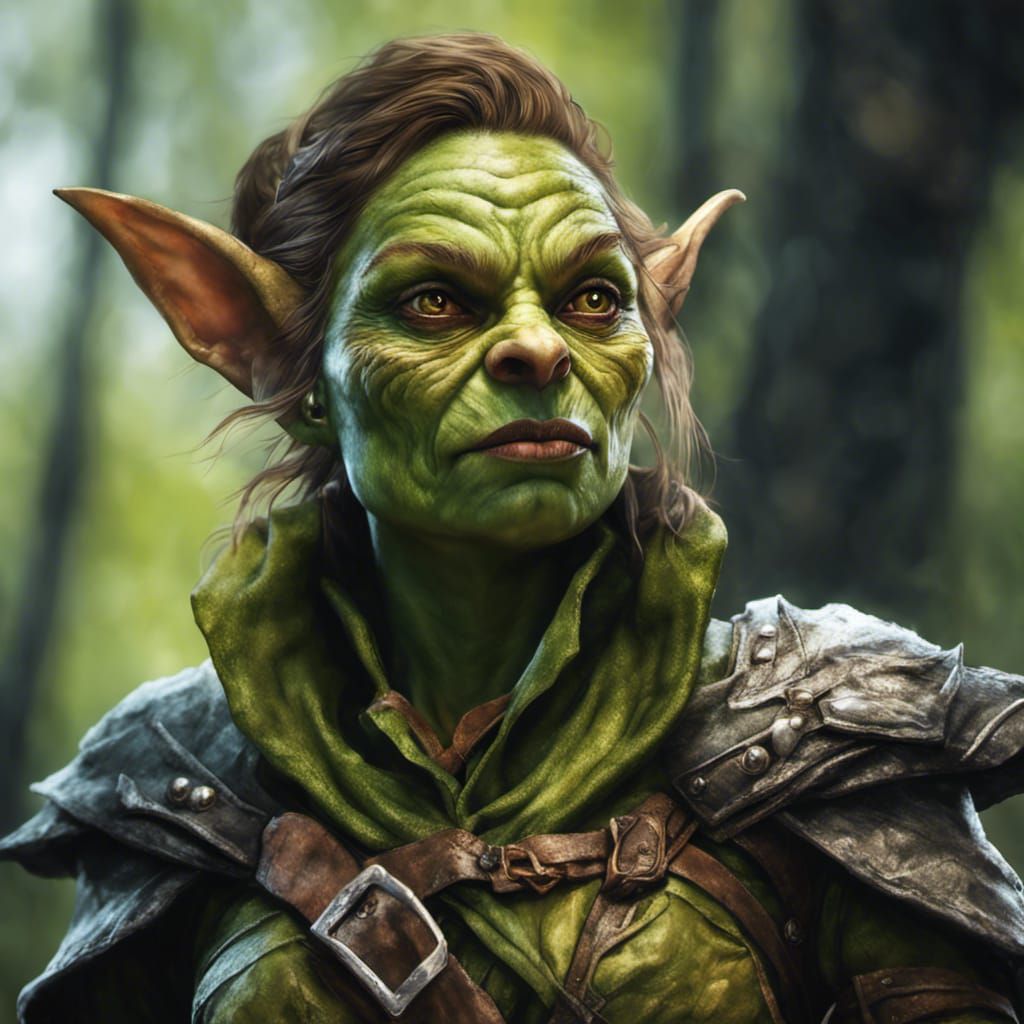 Magical Goblin Woman in Forest: D&D Character Art