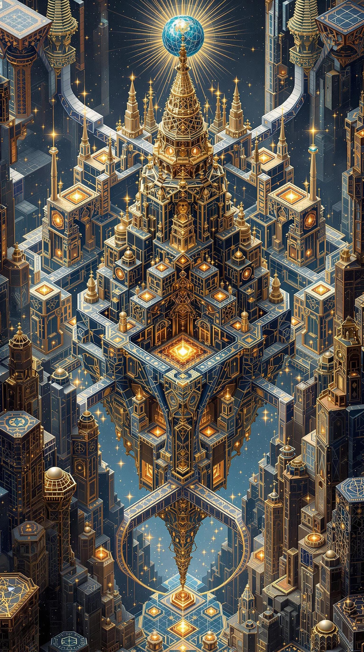 Surreal Geometric Megastructure with Impossible Perspectives