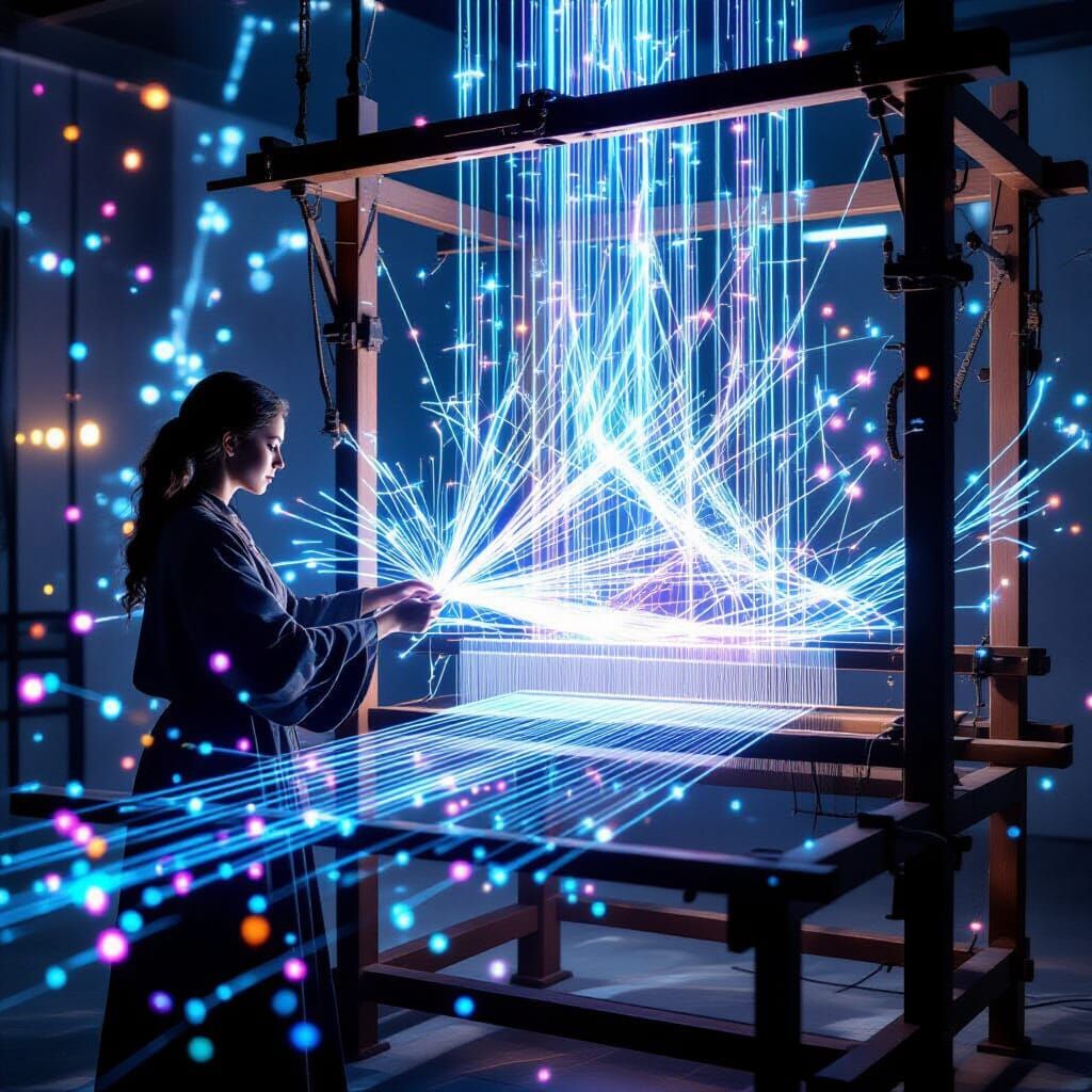 Master Weaver Spins Aurora Filaments on Geometric Loom