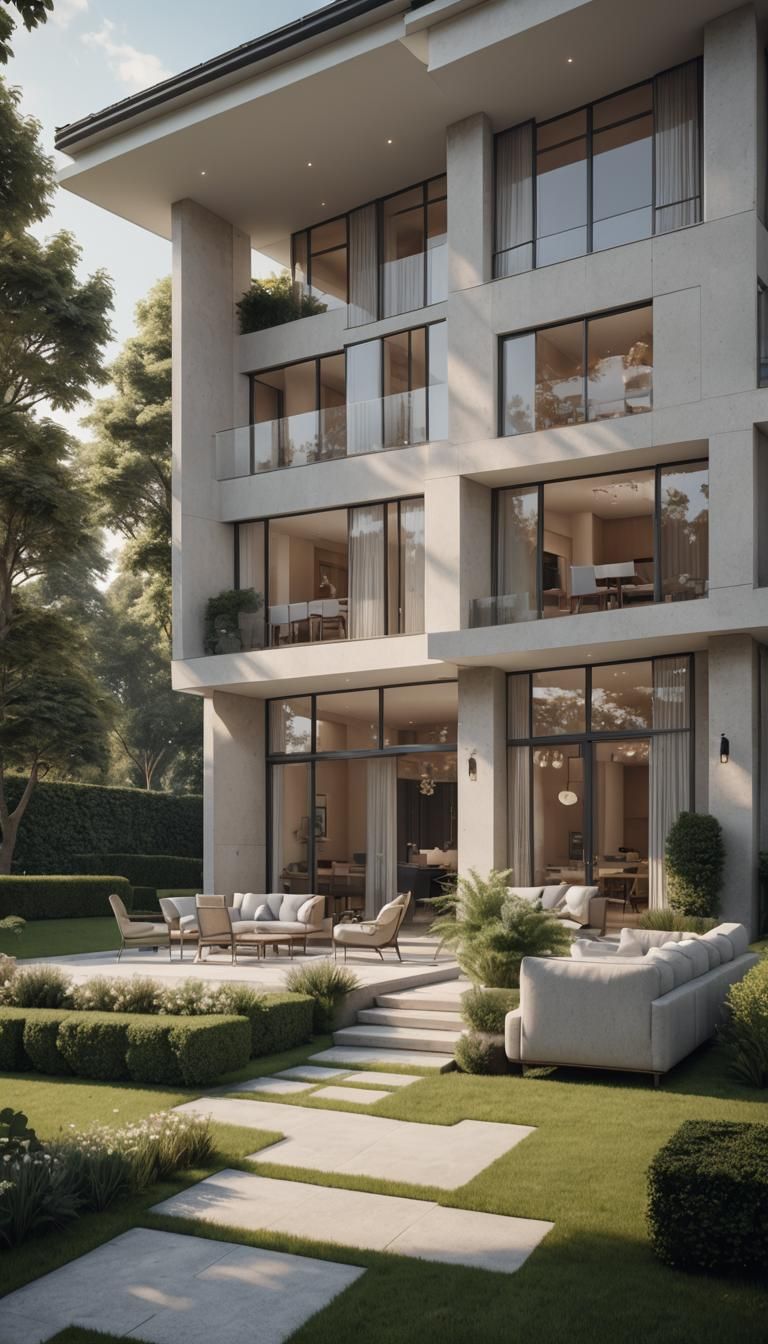 Luxurious Minimalist House with Elegant Lines: 4K Rendering