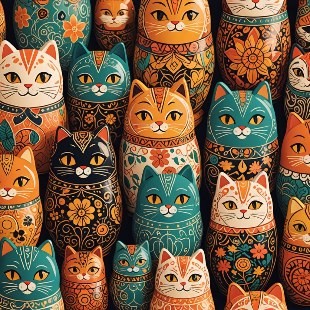 kitty nesting doll crowd