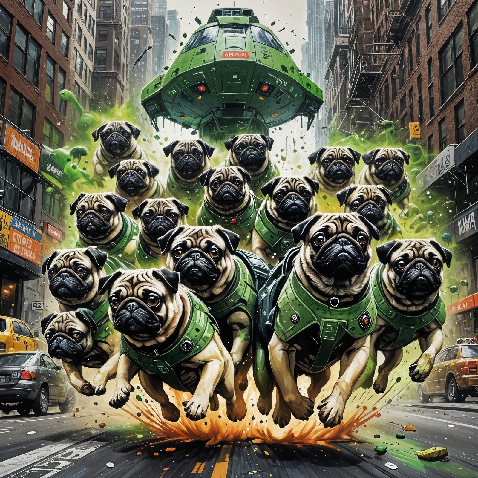 Menacing Alien Pugs Invade New York as Graffiti Art