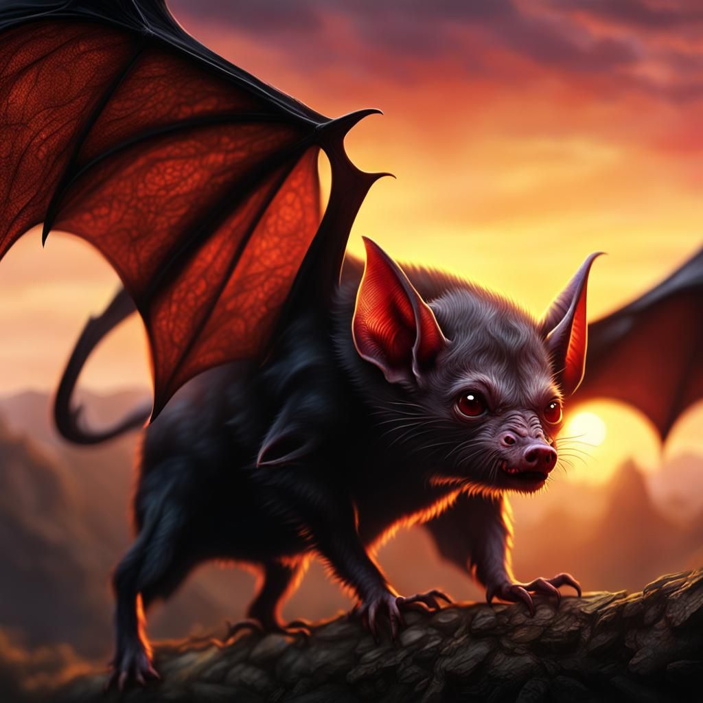 Vampire Bat at Sunset: Digital Matte Painting