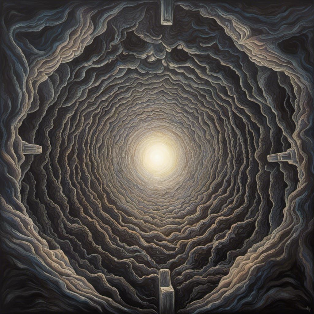 Heaven's Light-Core in Absolute Darkness: Acrylic Art