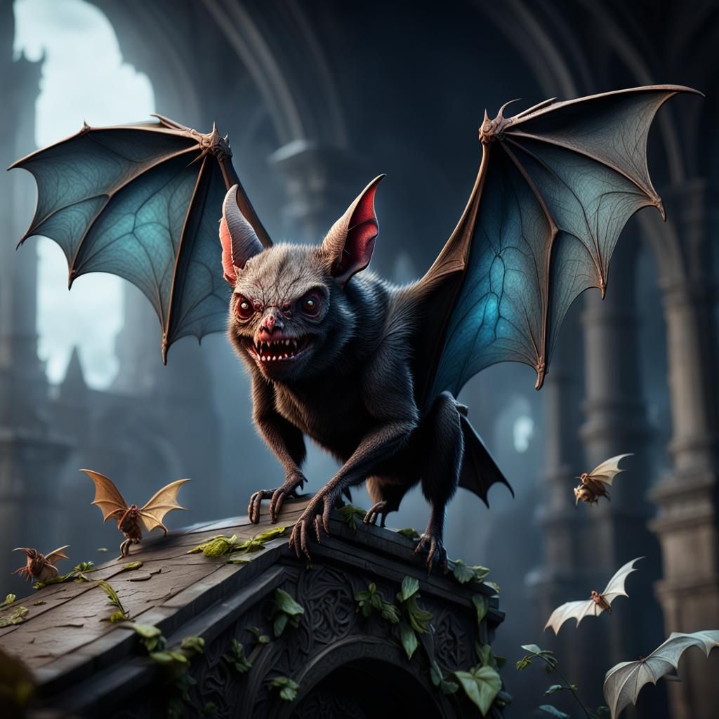 Fantastical Hammer-headed Bat in Detailed Matte Painting