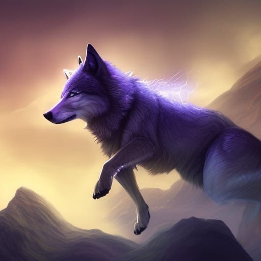 Wolf Spirit Flies Through Space: Fantasy Art
