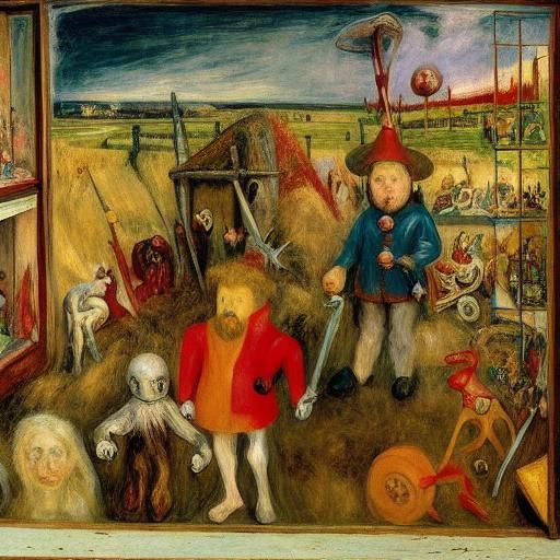 Surreal Toy Store Display Window in Historical Style