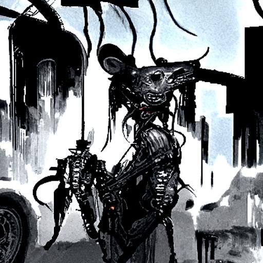 Infernal Rat-Man Gunslinger in Art Deco Style