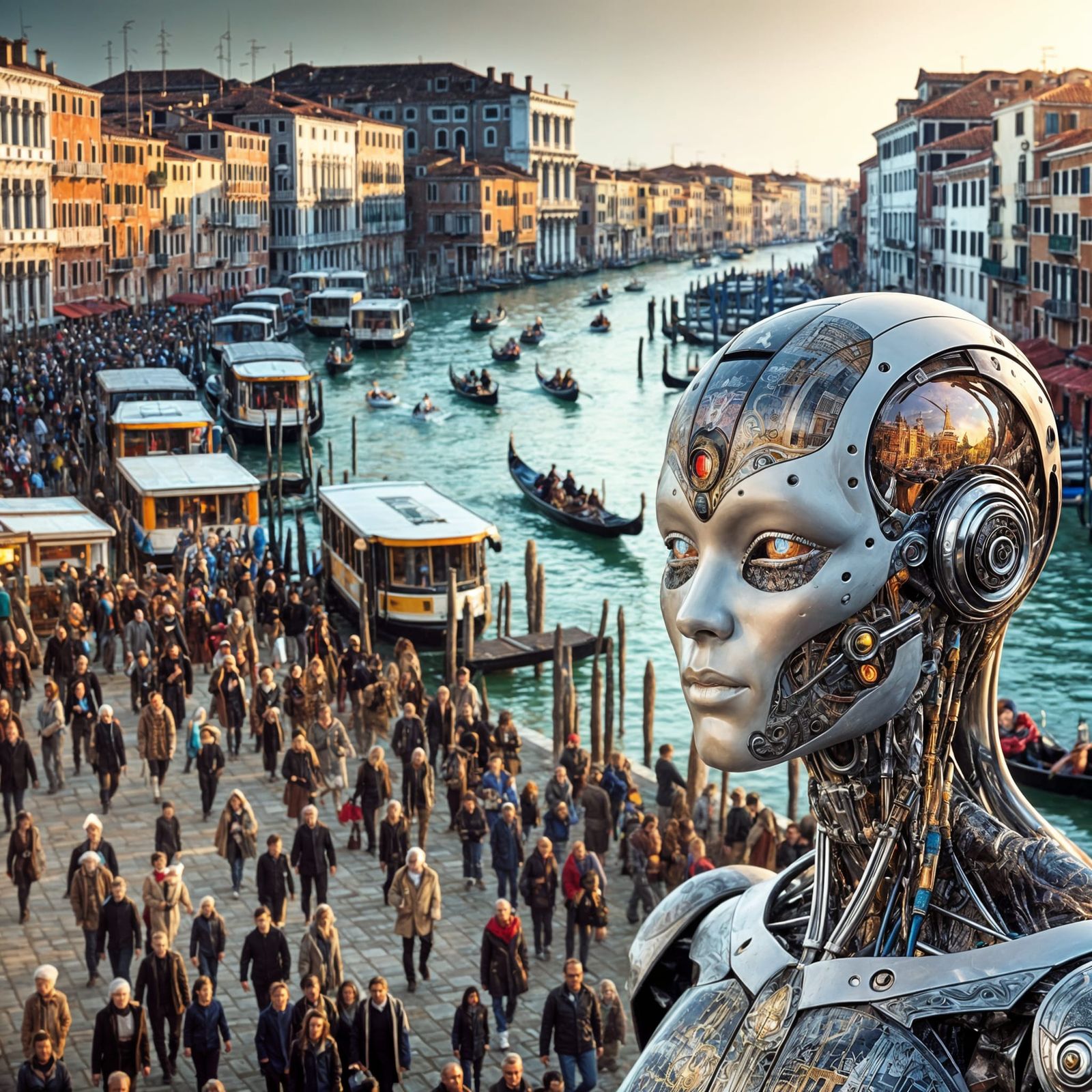 Cyborgs in Venice Carnival Masks