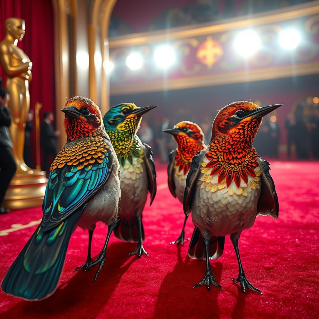 Iridescent Mockingbirds Shine on Red Carpet Oscars