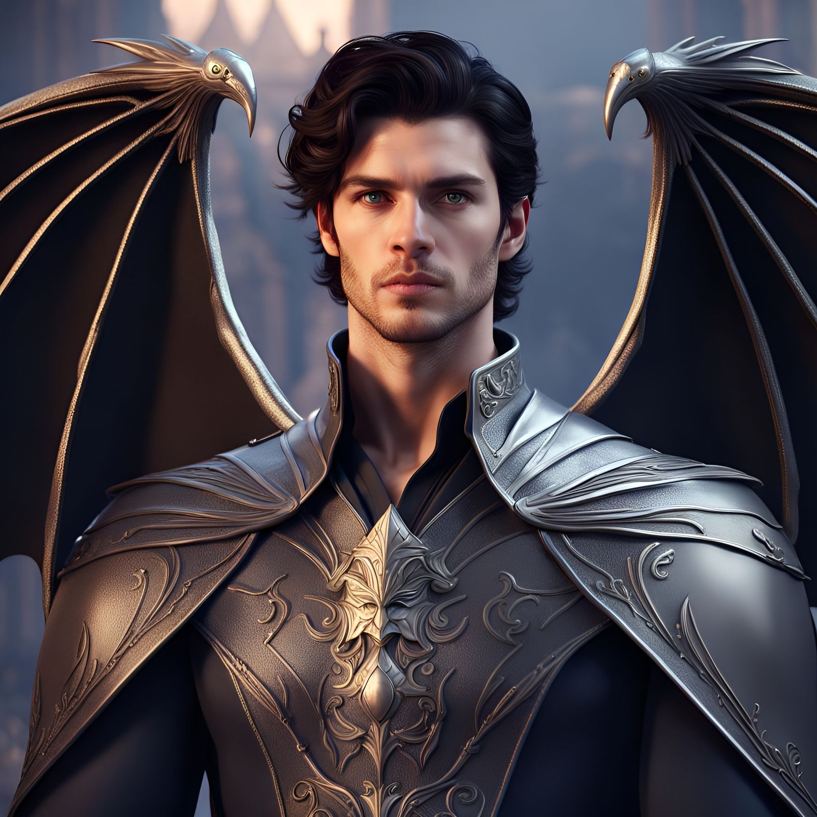 Prince with Bat Wings in Detailed Matte Painting