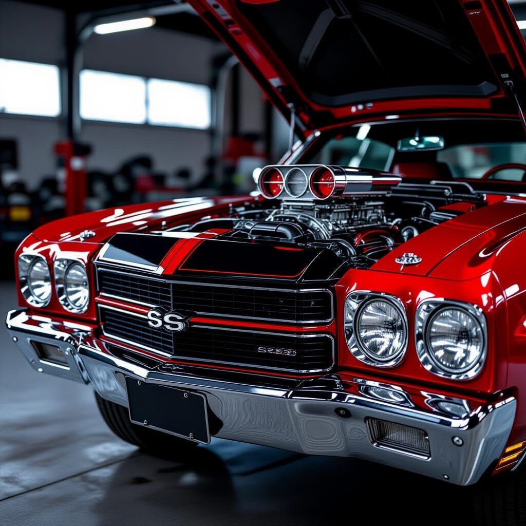 1970 Chevelle SS Engine Close-Up: Hyperrealistic Automotive ...