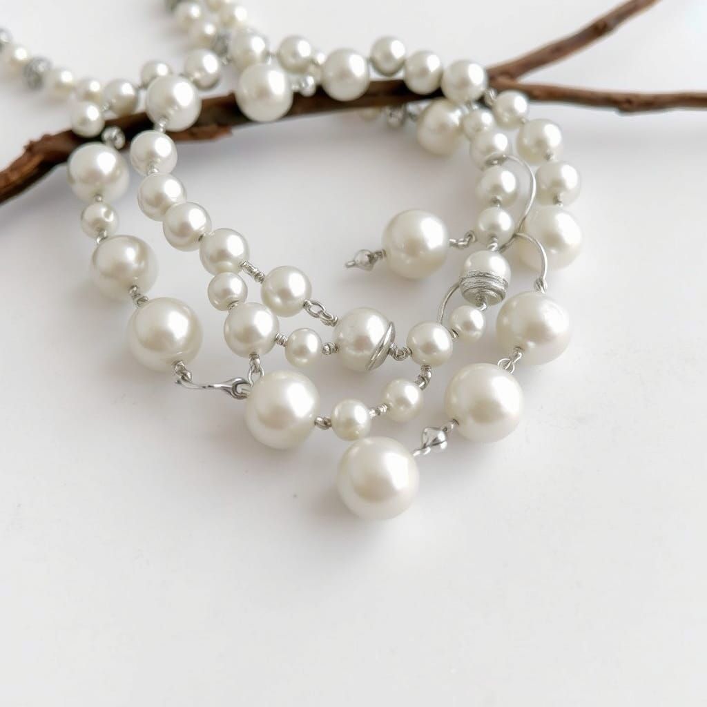 Abstract Pearl Beads on Silver Pasture