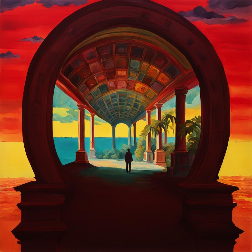 Surreal 80s Liminal Space in Gouache and Watercolor