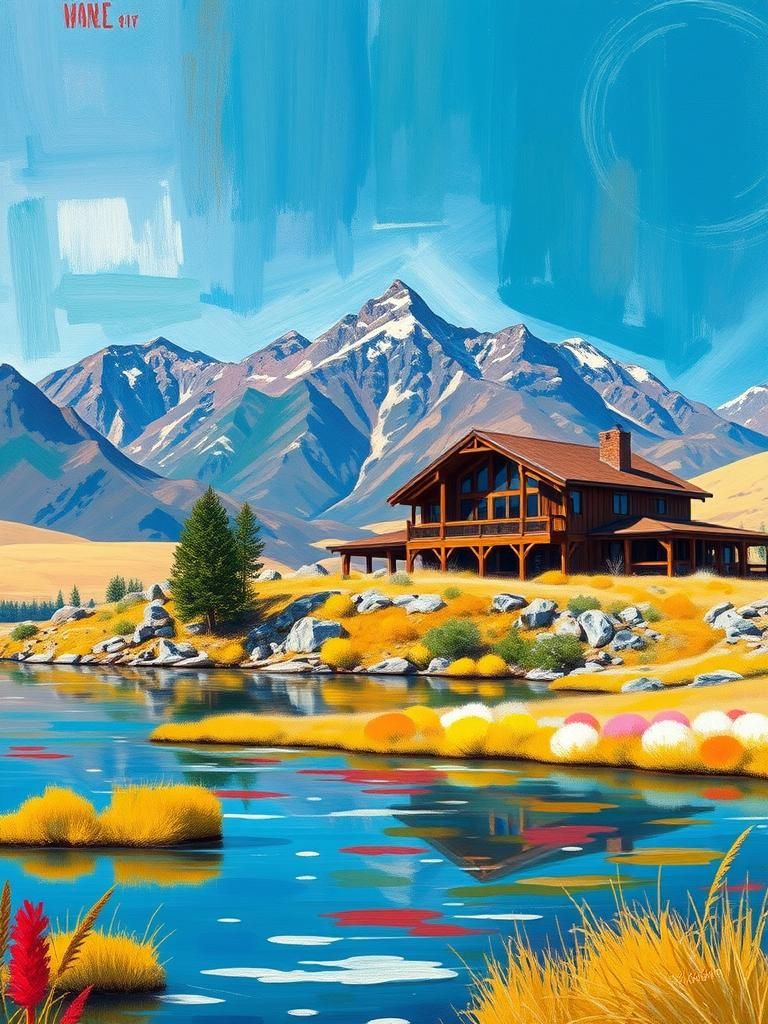 Wyoming Ranch with Abstract Art