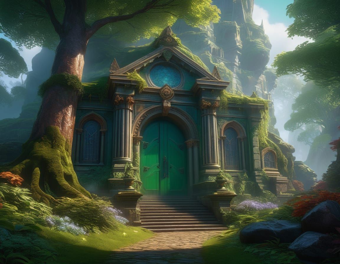 Ethereal Fantasy Mansion in Dramatic Lighting