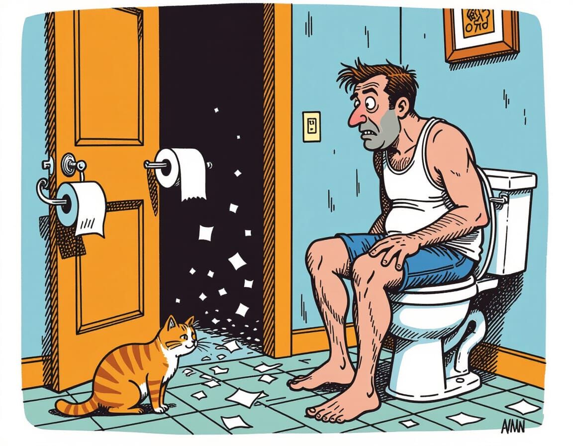 Grotesque Caricature of Guy on Toilet, Ed Roth Style