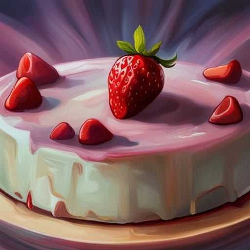 Strawberry Cheesecake in Inkblot Style