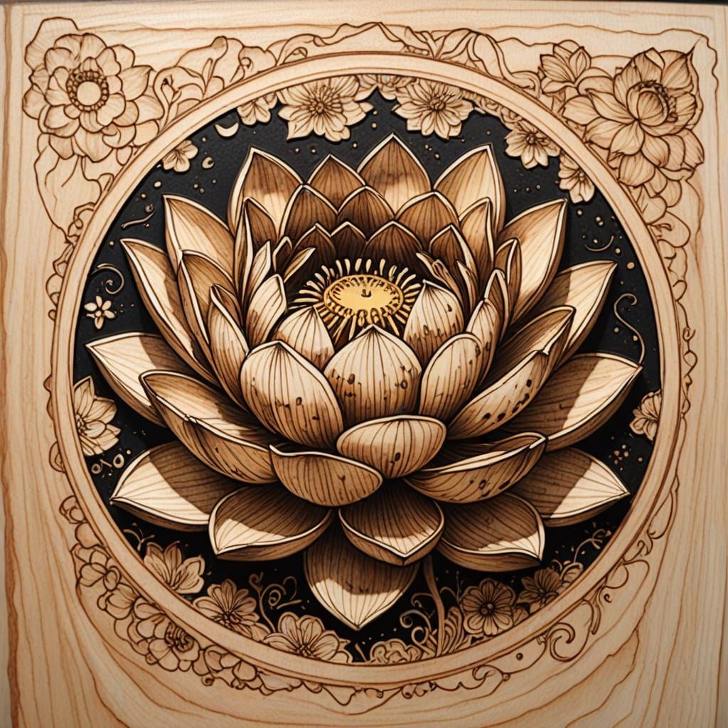 Pyrography Lotus
