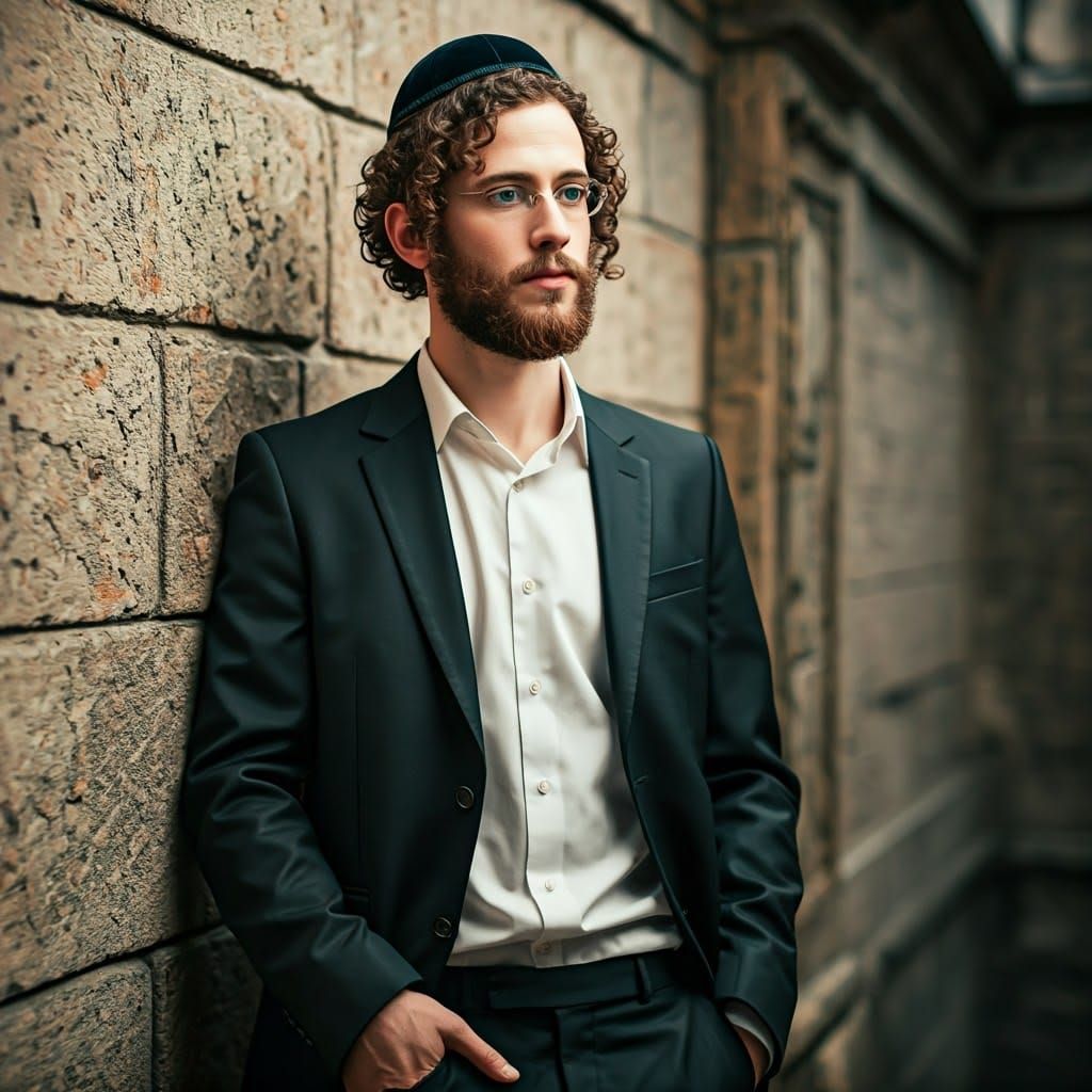 Ultra-Orthodox Jewish Man in Anime-Inspired 3D Art