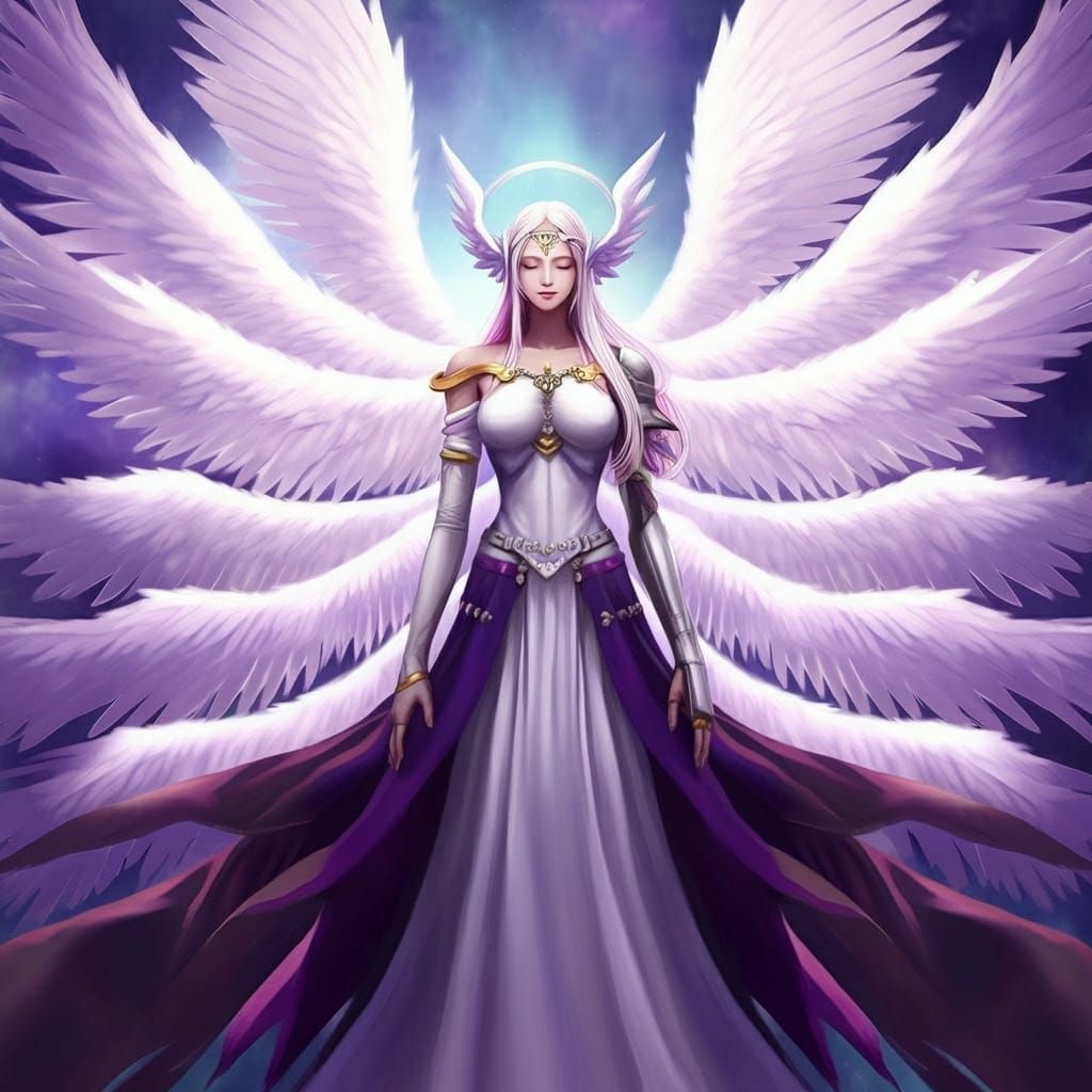 Inanna as Angewomon in Futuristic Digital Art
