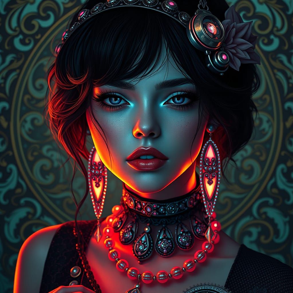 Ethereal Next-Generation Goddess in Futuristic Art Nouveau