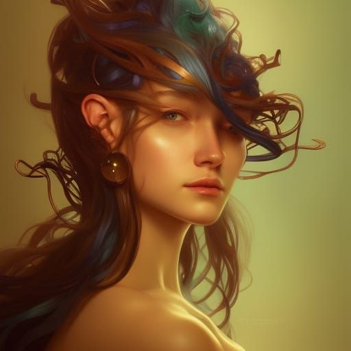 Detailed Portrait of Mythical Creature in Hyperreal Style