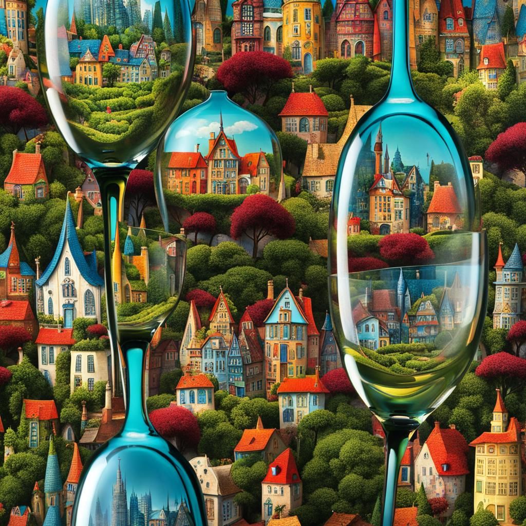 Fairytale City Inside a Wine Glass