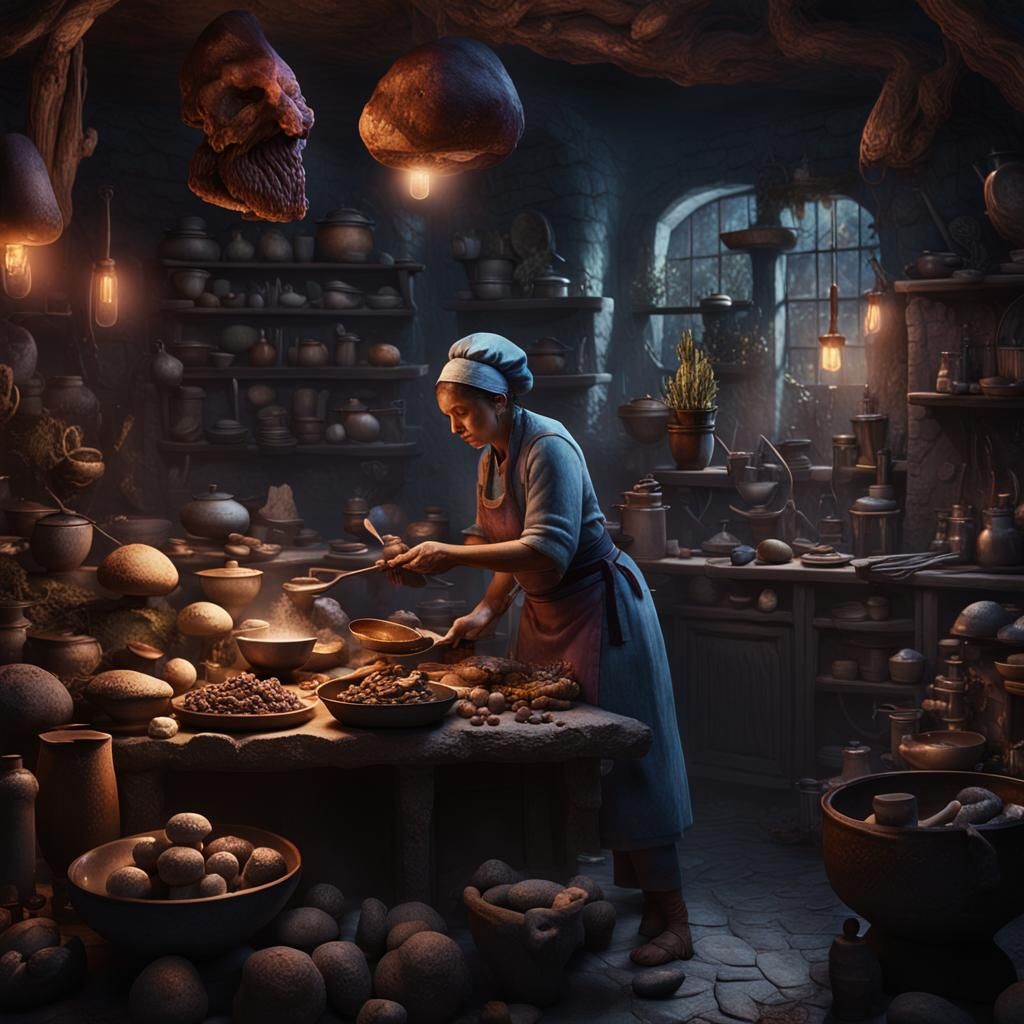 Stone Giant Chef in Ethereal Kitchen