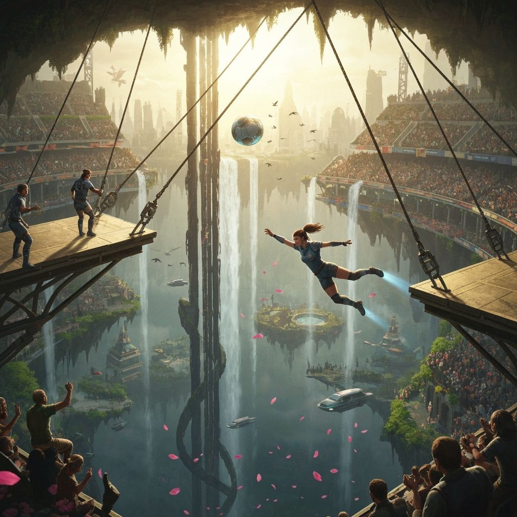 Dropball Action Scene in Upside-Down Sky City