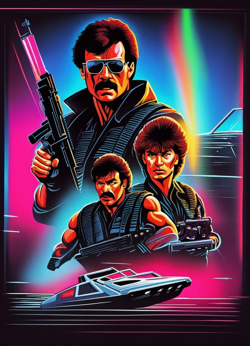 Retro 80s Action Movie Poster Art