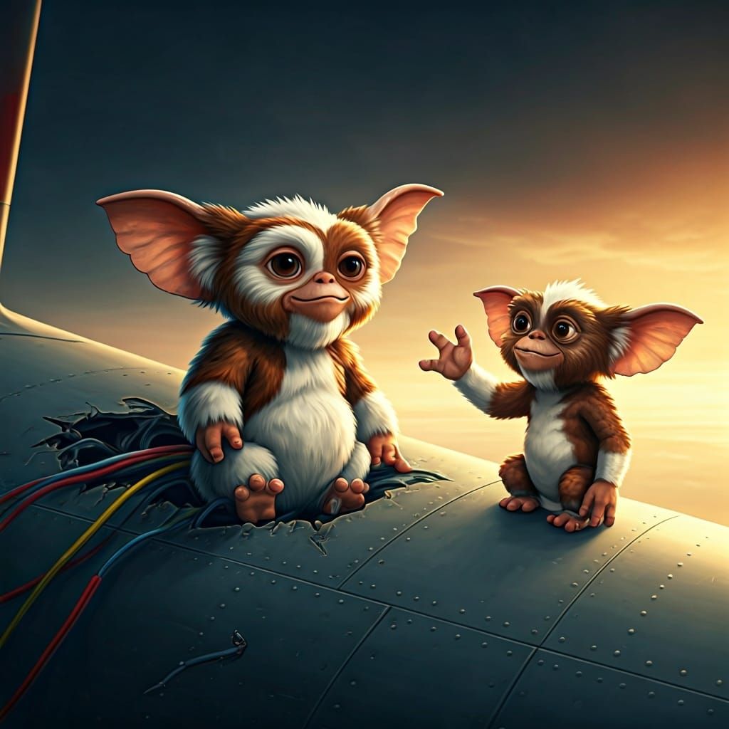 Cartoon Gremlins Cause Airplane Trouble