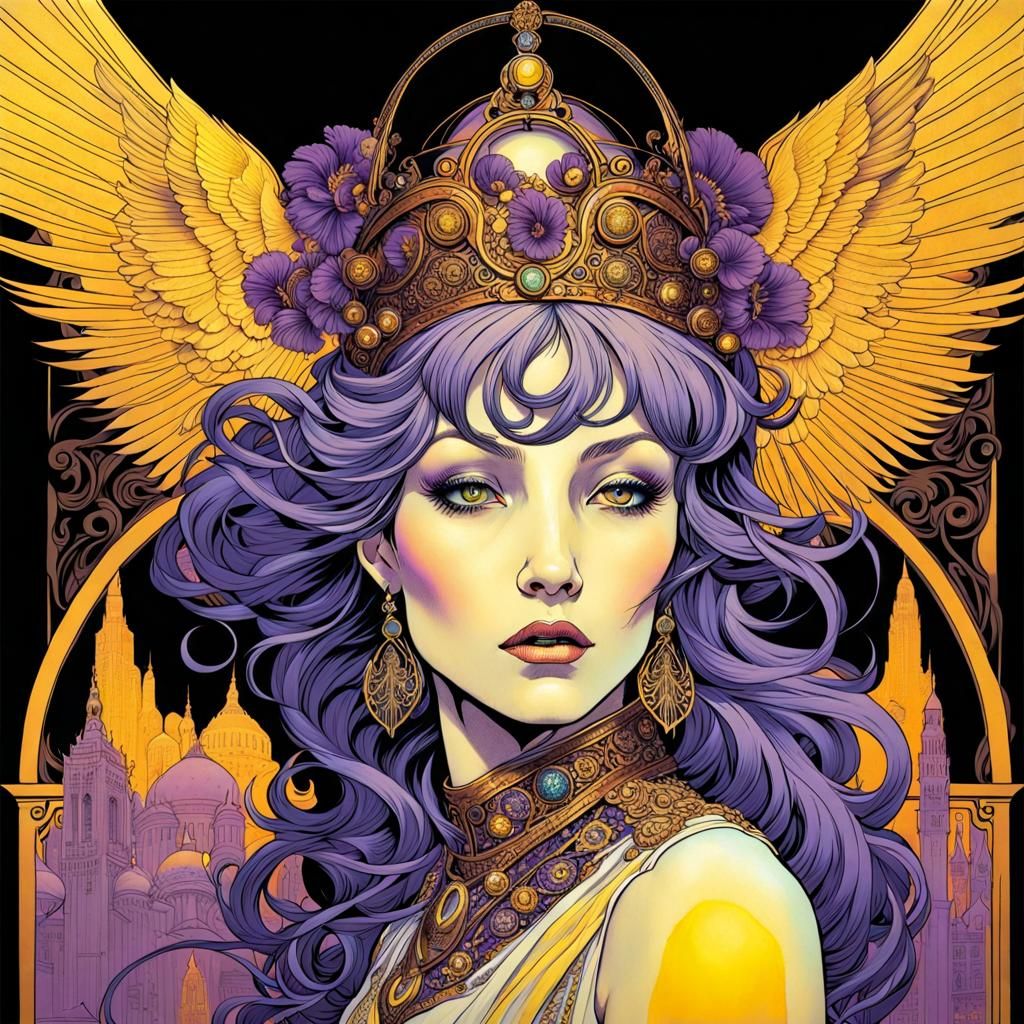 Dazzling Griffin Portrait in Art Nouveau Style