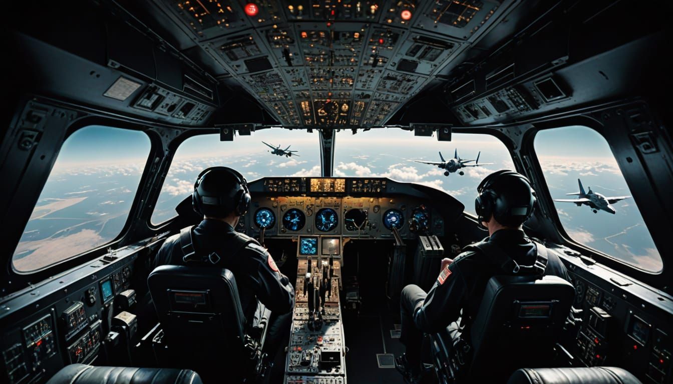 Inside a Military Jet with Men in Black Pilots