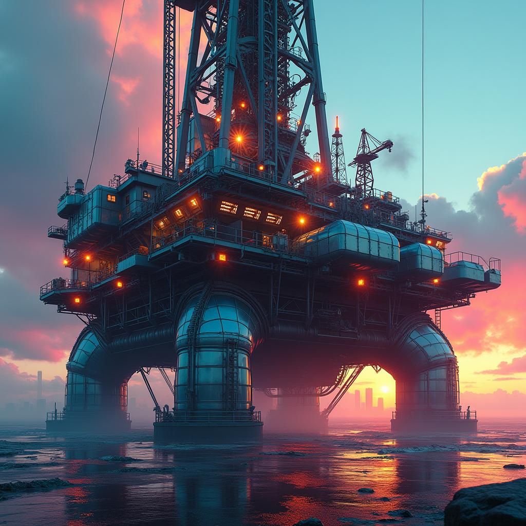Futuristic Drilling Rig: Hyperrealistic Industrial Concept A...